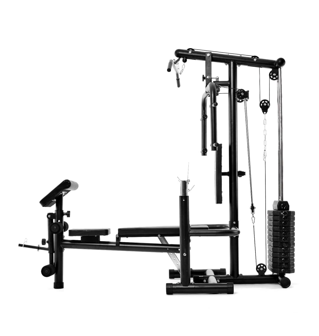 Силовой комплекс со скамьей DFC Homegym (три короба + два груза)