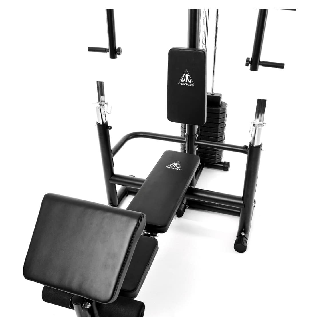 Силовой комплекс со скамьей DFC Homegym (три короба + два груза)