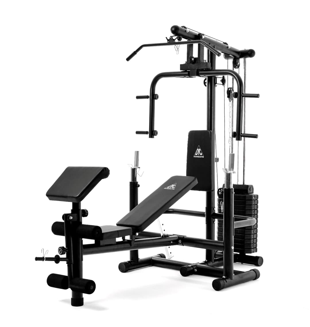Силовой комплекс со скамьей DFC Homegym (три короба + два груза)