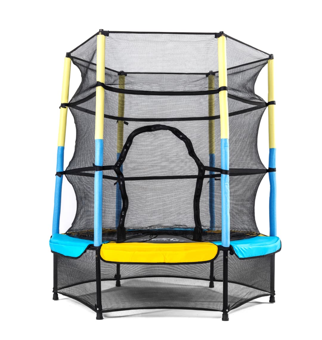 Батут DFC JUMP KIDS 55" желт/син, сетка (137см)