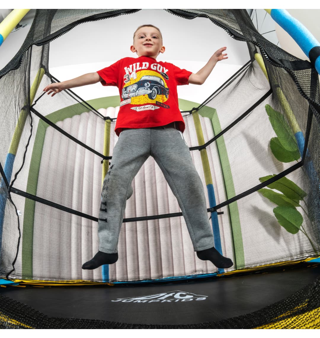 Батут DFC JUMP KIDS 55" желт/син, сетка (137см)