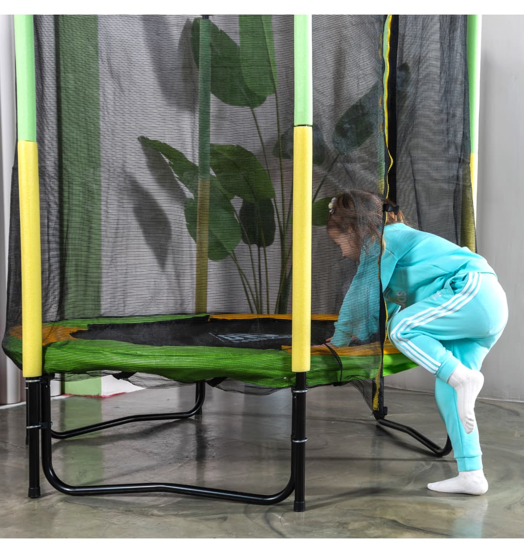 Батут DFC JUMP KIDS 55" зел/желт, сетка (137см)