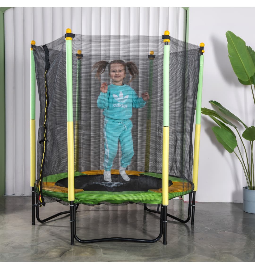 Батут DFC JUMP KIDS 55" зел/желт, сетка (137см)