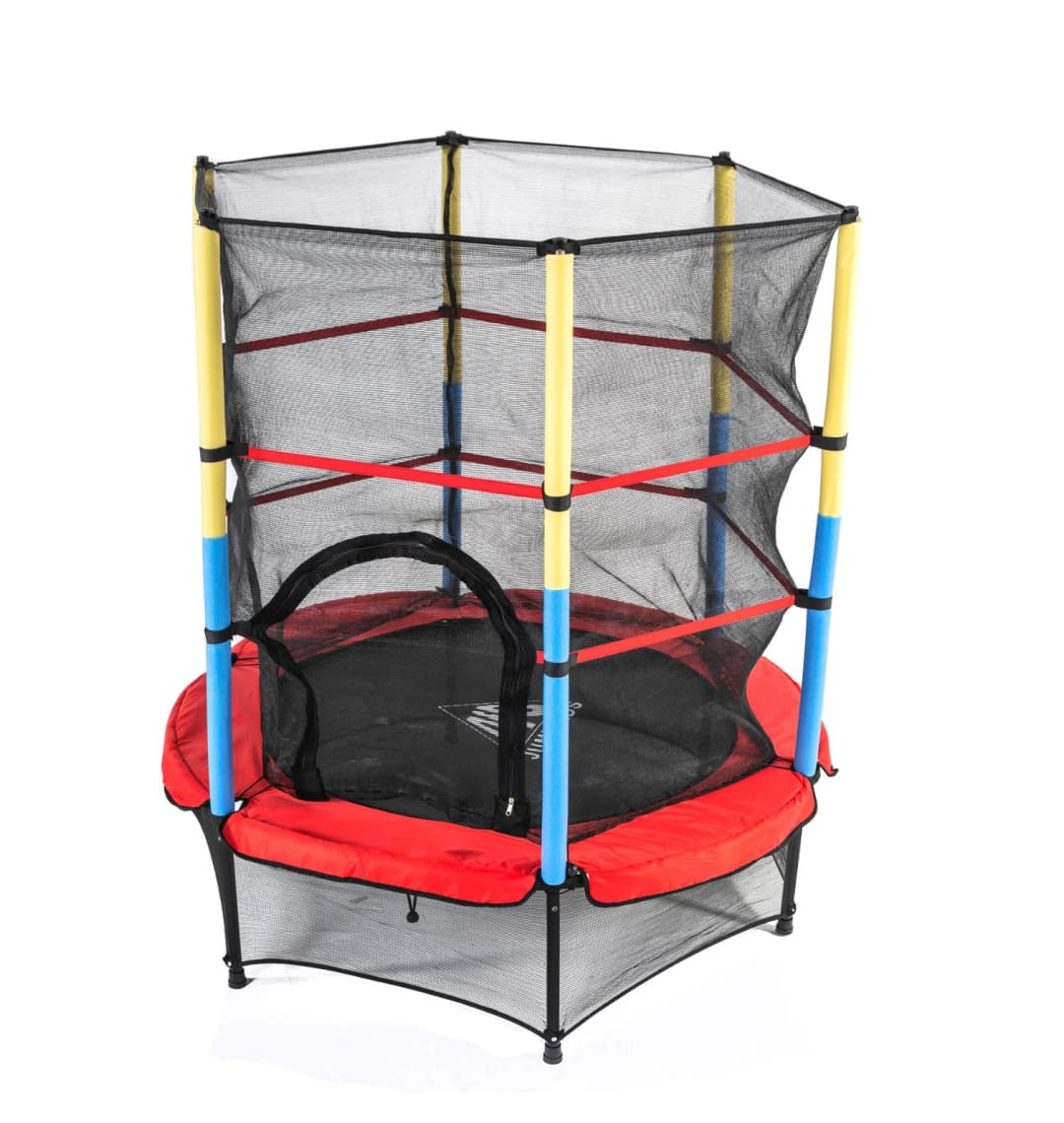Батут DFC JUMP KIDS 55" красн/желт/син, сетка (137см)