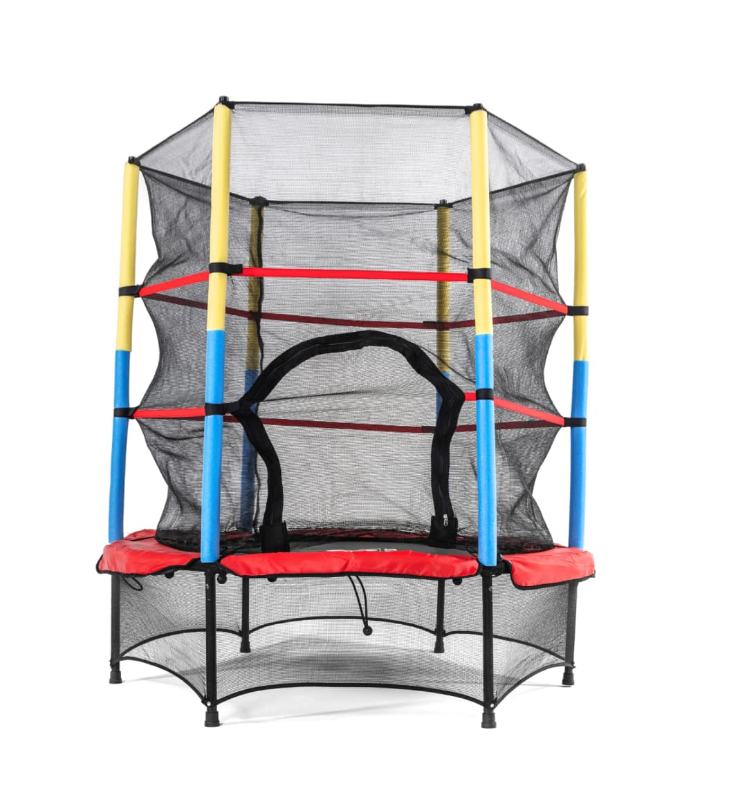 Батут DFC JUMP KIDS 55" красн/желт/син, сетка (137см)