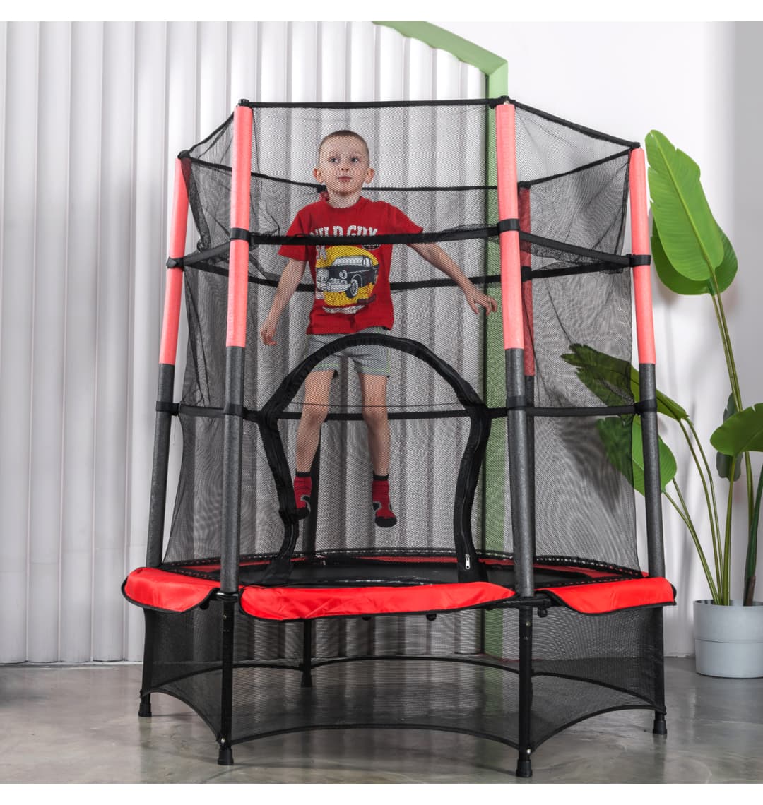 Батут DFC JUMP KIDS 55" красн/сер, сетка (137см)