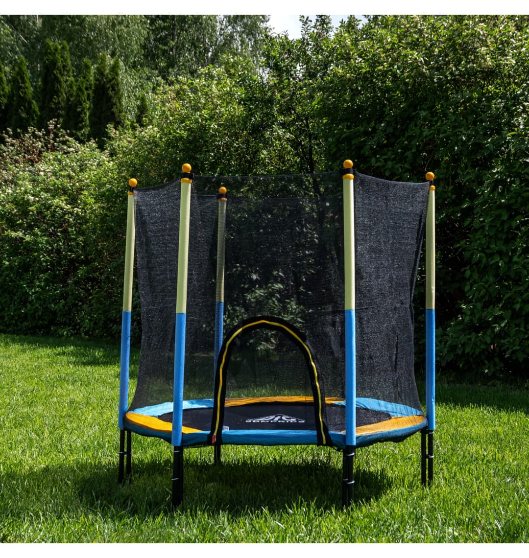 Батут DFC JUMP KIDS 60" желт/син, сетка (150см)