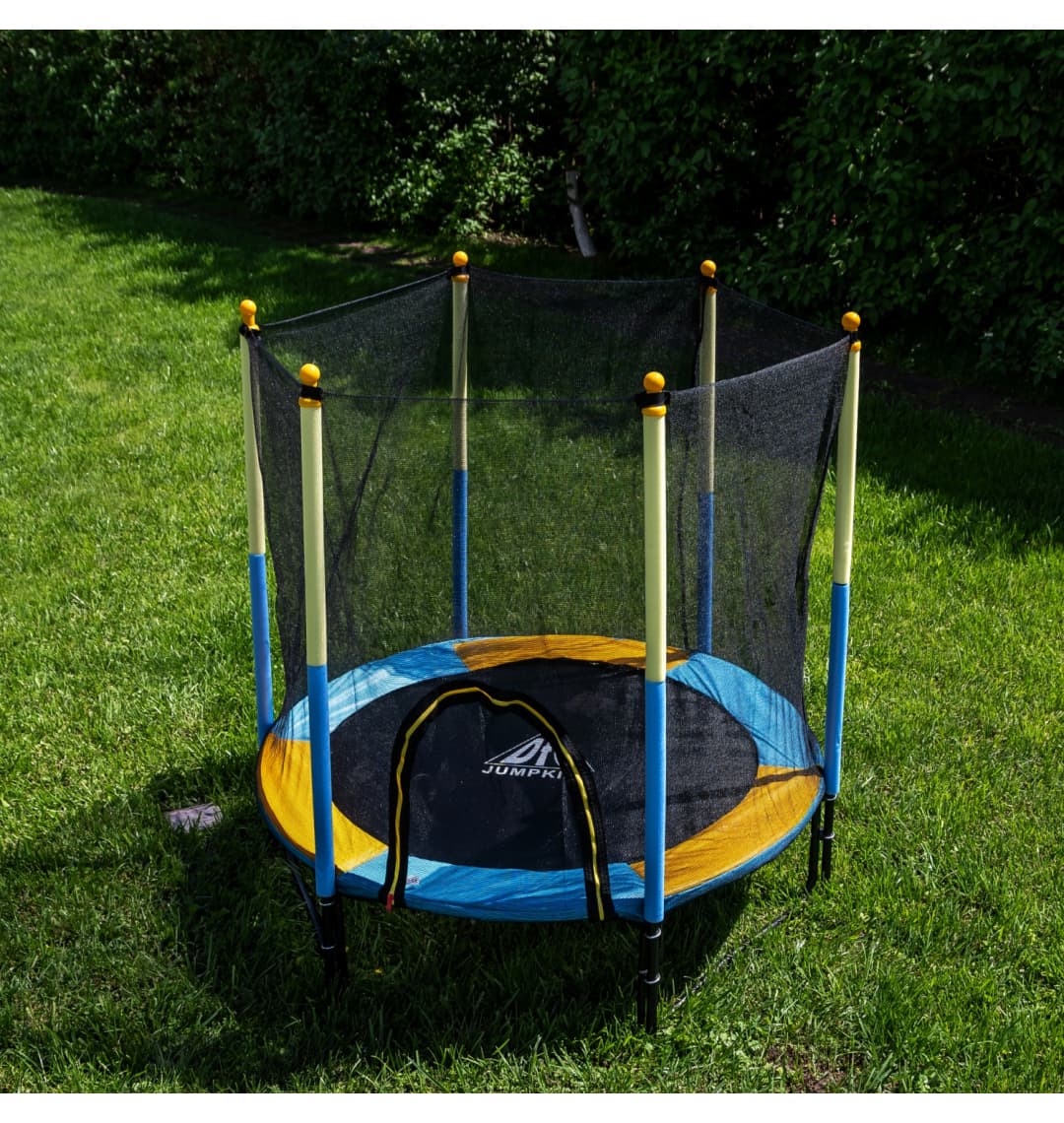 Батут DFC JUMP KIDS 60" желт/син, сетка (150см)
