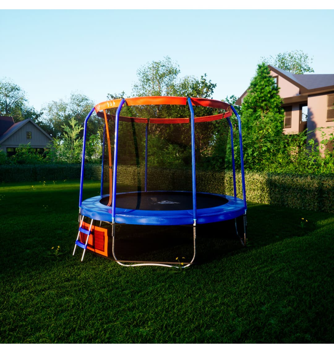 Батут DFC JUMP BASKET 12ft внутр.сетка, лестница (366cm) (два короба)