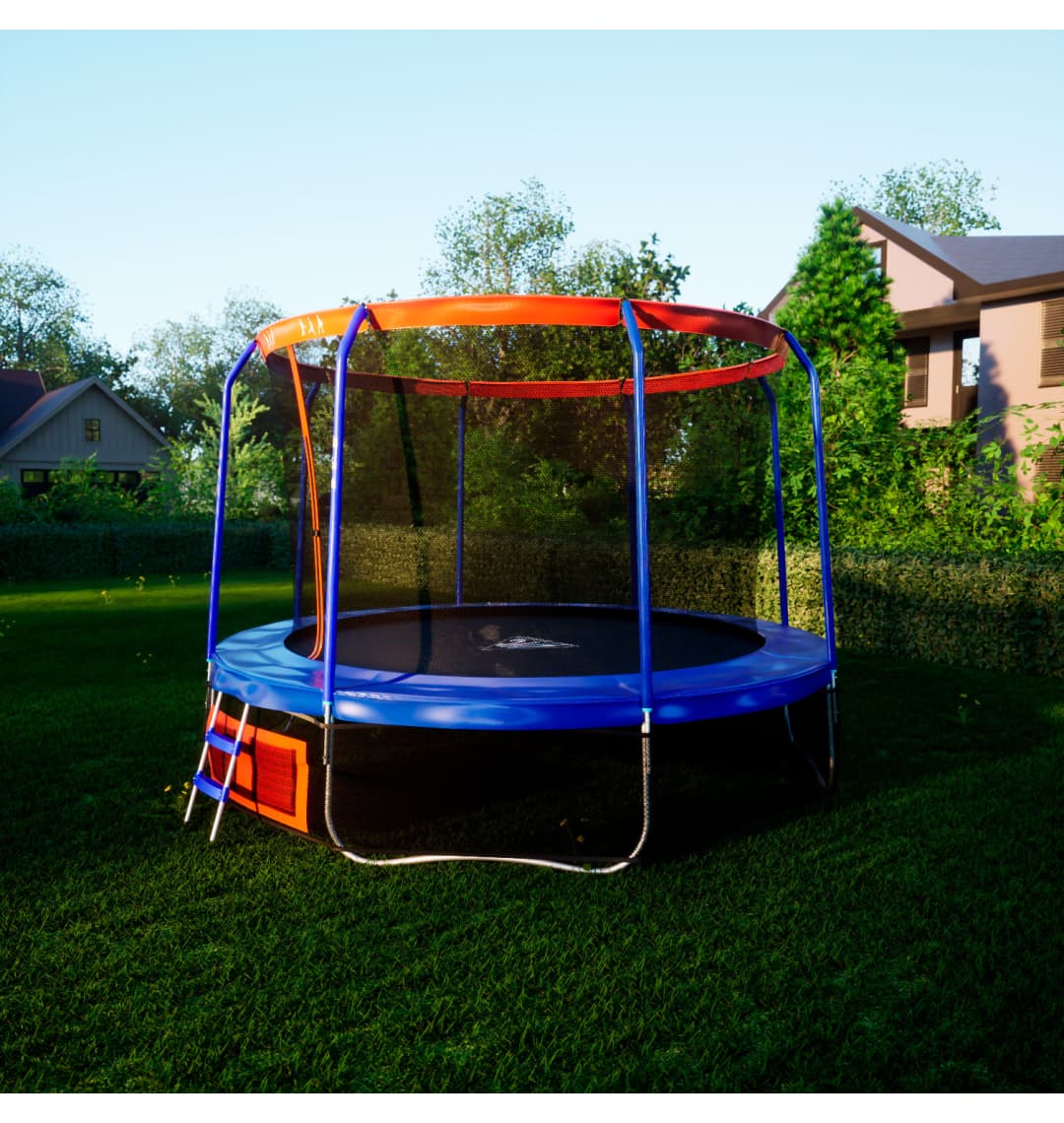 Батут DFC JUMP BASKET 14ft внутр.сетка, лестница (427cm) (два короба)