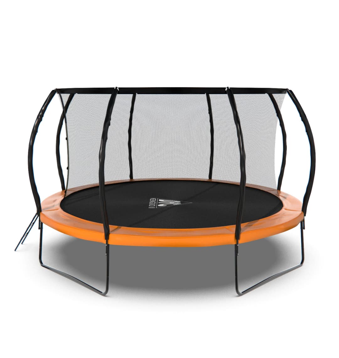 Батут DFC KENGOO II 14ft внутр.сетка, лестница, оранж/черн (427см)(два короба)