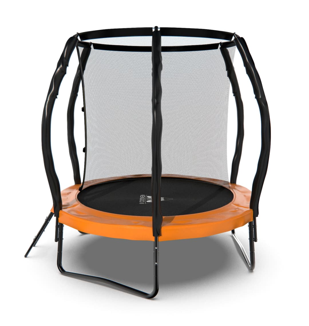 Батут DFC KENGOO II 6ft внутр.сетка, лестница, оранж/черн (183см)
