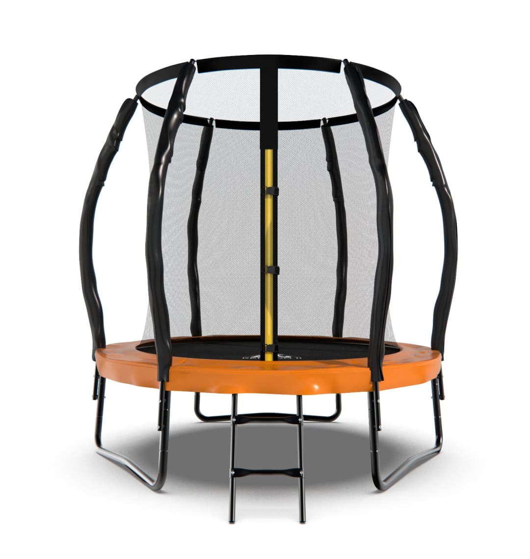 Батут DFC KENGOO II 6ft внутр.сетка, лестница, оранж/черн (183см)
