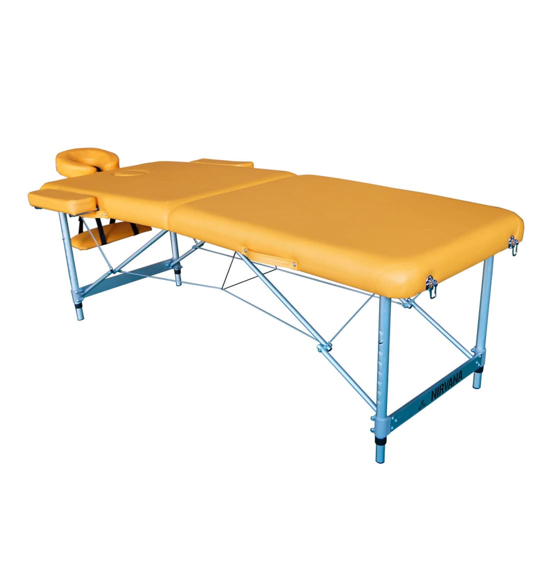 Массажный стол DFC NIRVANA, Elegant LUXE, 186х70х4 см, алюм. ножки, цвет горчичный (Mustard)