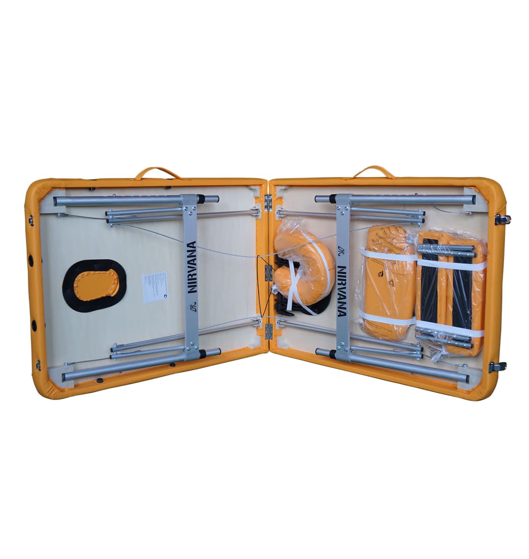 Массажный стол DFC NIRVANA, Elegant LUXE, 186х70х4 см, алюм. ножки, цвет горчичный (Mustard)