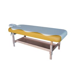 Массажный стационарный стол DFC NIRVANA, SUPERIOR, дерев. ножки, 1 секция, цвет беж.с желт.