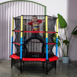 Батут DFC JUMP KIDS 55" красн/желт/син, сетка (137см)
