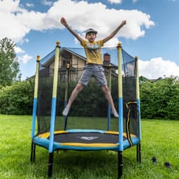 Батут DFC JUMP KIDS 60" желт/син, сетка (150см)