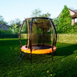 Батут DFC KENGOO II 6ft внутр.сетка, лестница, оранж/черн (183см)