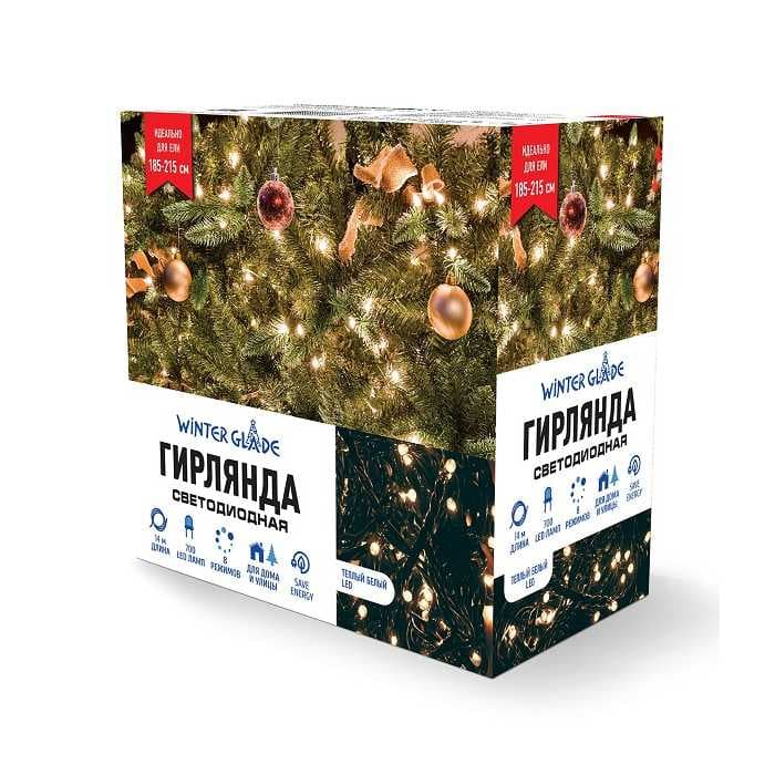 Электрическая гирлянда Winter Glade Теплый белый свет 700 ламп
