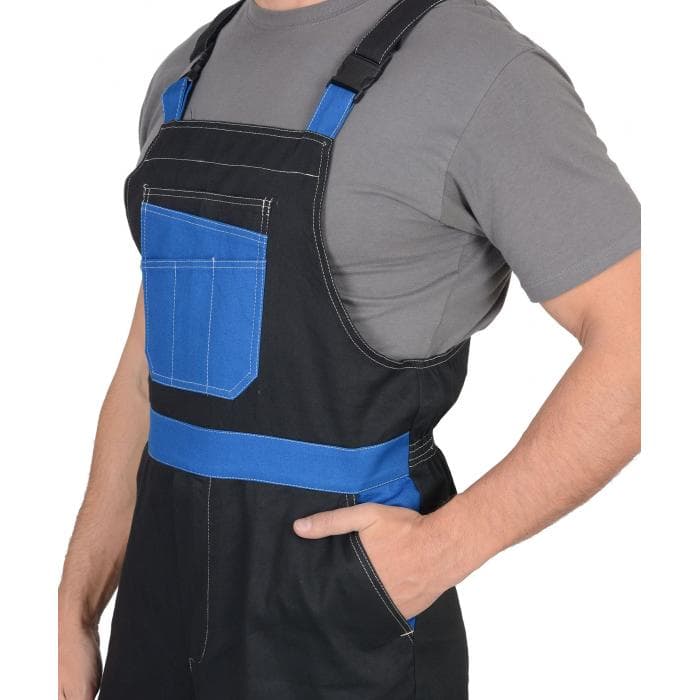 Полукомбинезон СИРИУС-ГРАНД чёрный с васильковым (100% узбекская саржа)