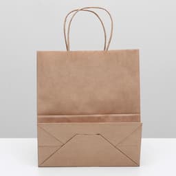 Пакет крафт без печати, круглая ручка 22×12×28 см