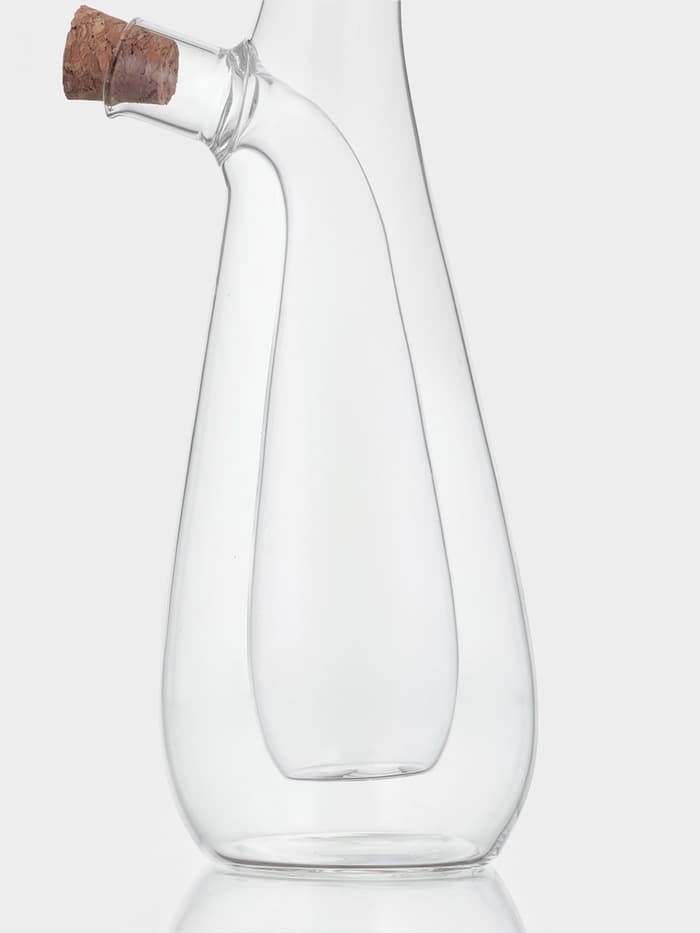 Бутыль для соусов и масла 2 в 1 «Фьюжн. Эстет», 280/75 мл, 8×6.5×24 см, стекло, прозрачная