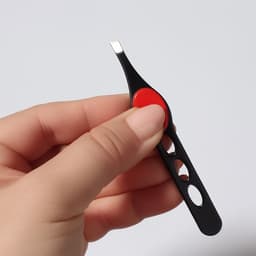 Пинцет скошенный, узкий, с резиновой вставкой, 9.5 см, МИКС