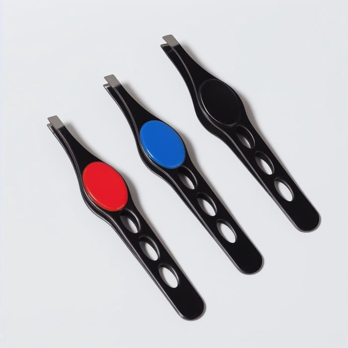 Пинцет скошенный, узкий, с резиновой вставкой, 9.5 см, МИКС