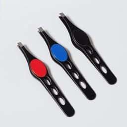 Пинцет скошенный, узкий, с резиновой вставкой, 9.5 см, МИКС