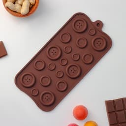 Форма для шоколада Доляна «Пуговки», силикон, 20.5×10 см, 19 ячеек, коричневая