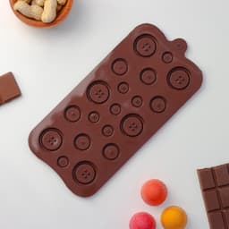 Форма для шоколада Доляна «Пуговки», силикон, 20.5×10 см, 19 ячеек, коричневая
