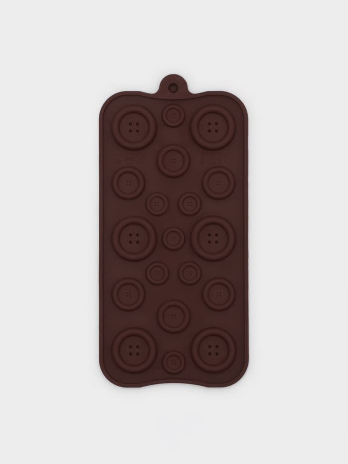 Форма для шоколада Доляна «Пуговки», силикон, 20.5×10 см, 19 ячеек, коричневая