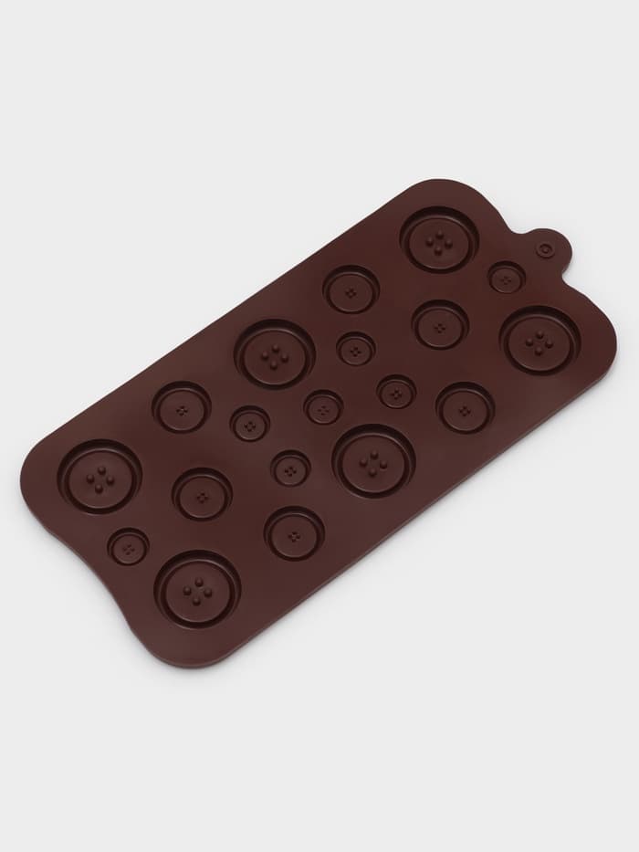 Форма для шоколада Доляна «Пуговки», силикон, 20.5×10 см, 19 ячеек, коричневая
