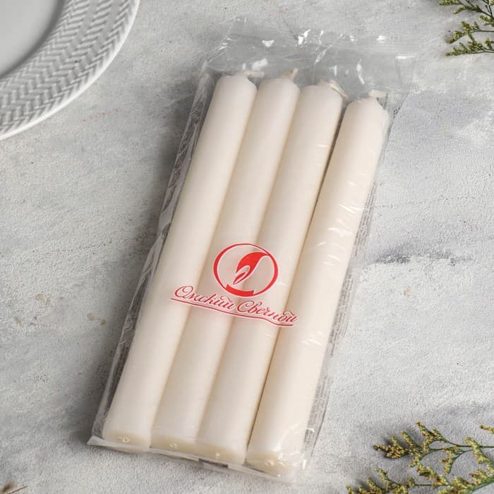 Набор свечей хозяйственных, 2.4×24.5 см, 12 ч, 100 г, 4 шт.