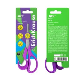 Ножницы детские 14 см, ErichKrause Joy Ergo, с закруглёнными концами лезвий и линейкой, МИКС