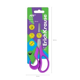 Ножницы детские 14 см, ErichKrause Joy Ergo, с закруглёнными концами лезвий и линейкой, МИКС
