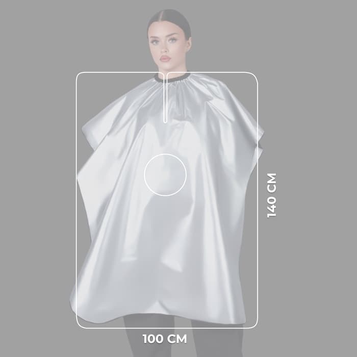 Пеньюар парикмахерский, двусторонний, 140×100 (±1) см, серебристый/чёрный