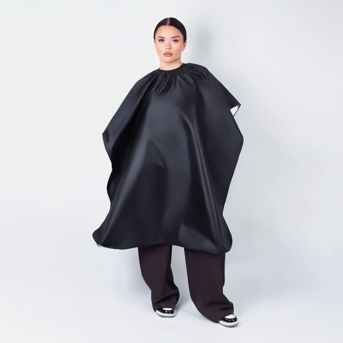 Пеньюар парикмахерский, двусторонний, 140×100 (±1) см, серебристый/чёрный