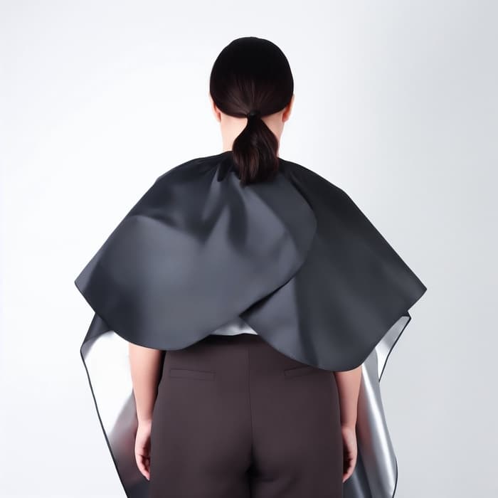 Пеньюар парикмахерский, двусторонний, 140×100 (±1) см, серебристый/чёрный