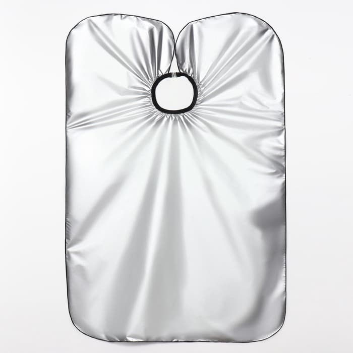 Пеньюар парикмахерский, двусторонний, 140×100 (±1) см, серебристый/чёрный