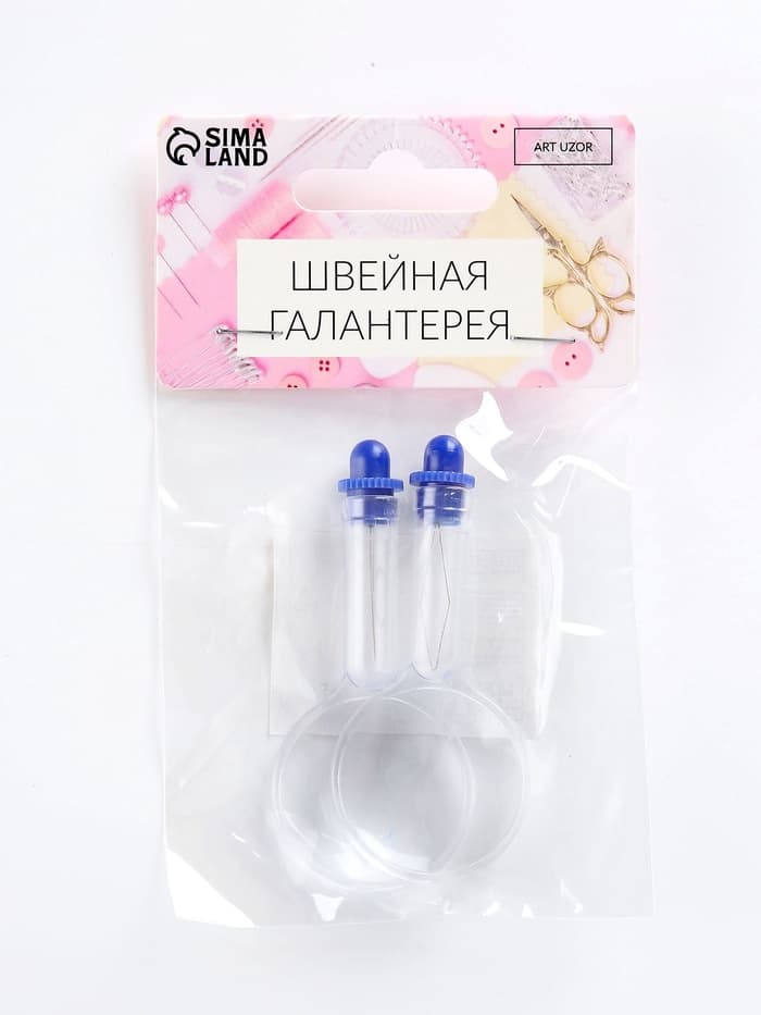 Нитевдеватель с лупой, 6.5×3 см, 2 шт.