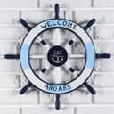 Декор настенный, панно «Штурвал», бело-синий, 45×45×3 см