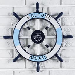 Декор настенный, панно «Штурвал», бело-синий, 45×45×3 см