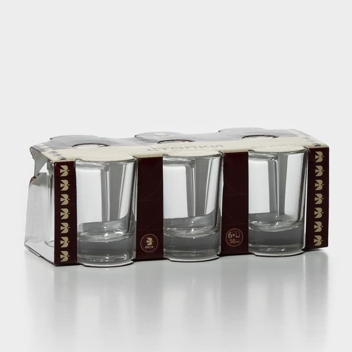 Набор стопок «Гладкий», 50 мл, 6 шт., стекло, прозрачный
