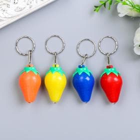 Фонарик брелок для ключей на кольце «Клубничка», светит, 3×5.5×3 см, МИКС