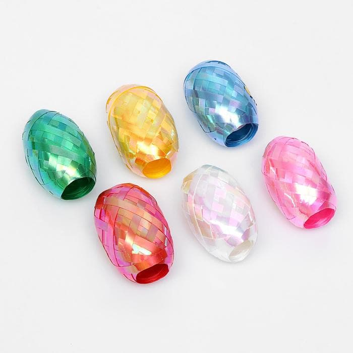 Лента упаковочная перламутровая, для шаров и подарков, ассорти набор 6 шт., 0.5 см × 10 м