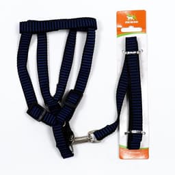 Шлейка с поводком, ОГ 36-49 см, ширина 1.5 см, поводок 120 см, рельефная, сине-чёрная