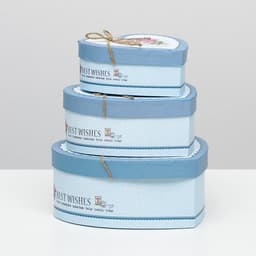 Набор подарочных коробок 3 в 1 сердца «Розы» голубой, 21×19×9 - 15.5×14×6 см