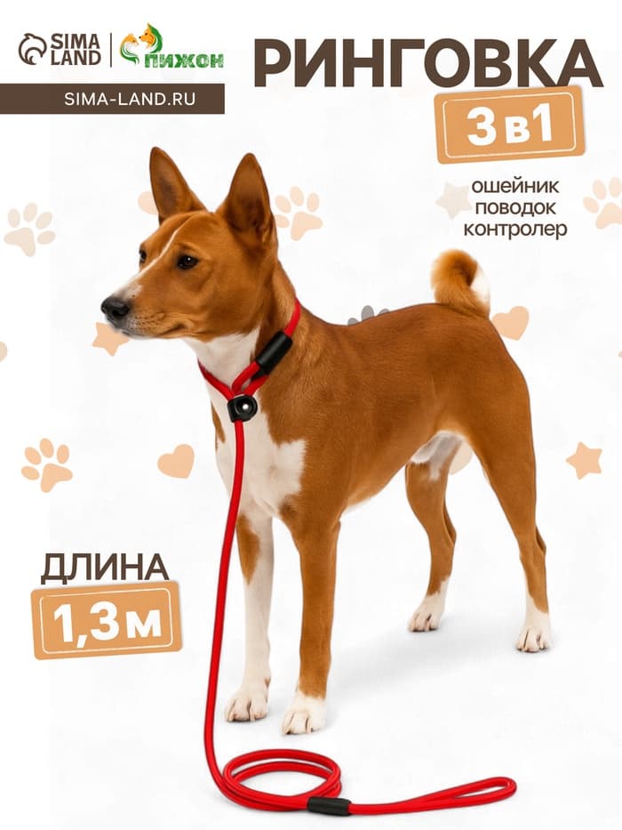 Ринговка для собак, 130×0.8 см, красная